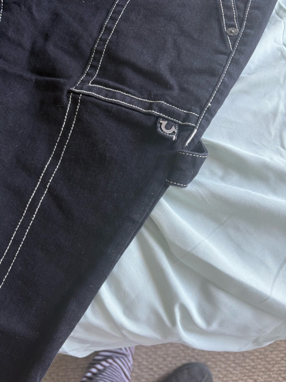 True Religion Black Jeans with White Contrast Stitching - Picture 3 of 4